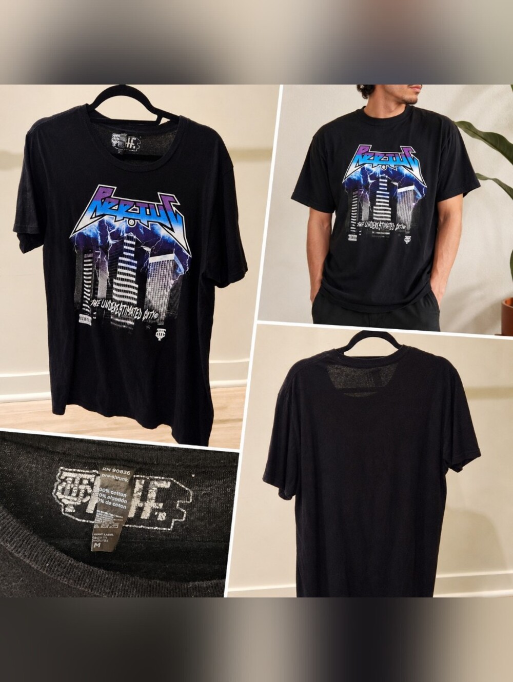 Cotton graphic t-shirt, Metallica 'Ride The Lightning' band tee